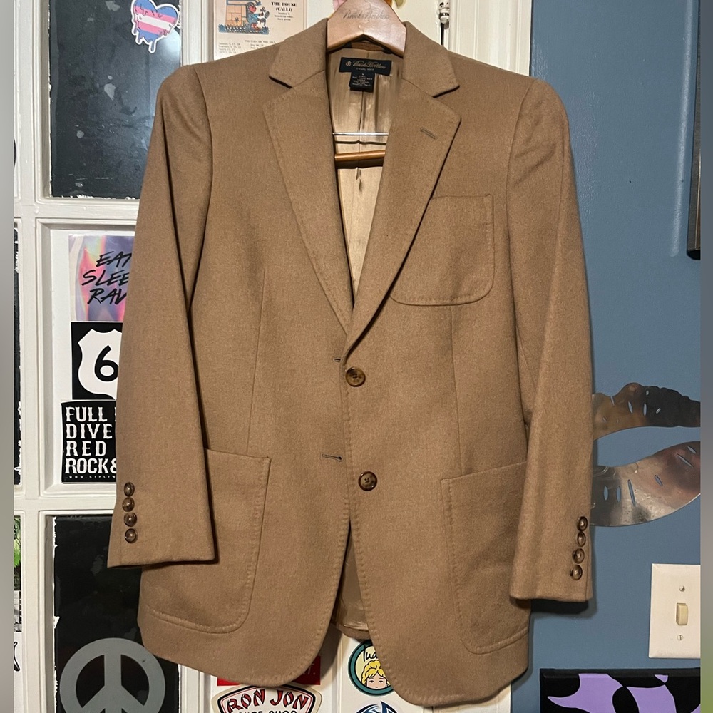 BROOKS BROTHERS TAN SUIT JACKET VINTAGE EARLY 2000s